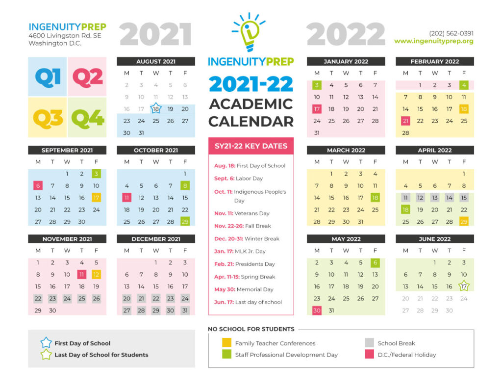 Calendar – Ingenuity Prep – prepares students to succeed in college and